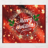 メリークリスマス、赤きらめくと金ゴールドデザイン スパークリングワインラベル (シングルラベル)