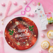メリークリスマス、赤きらめくと金ゴールド。 ペーパープレート (パーティー)