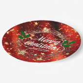 メリークリスマス、赤きらめくと金ゴールド。 ペーパープレート (アングル)