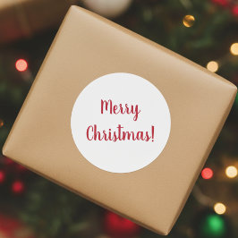 メリークリスマス 赤と白のスクリプトタイポグラフィー ラウンドシール