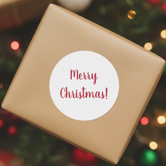メリークリスマス 赤と白のスクリプトタイポグラフィー ラウンドシール