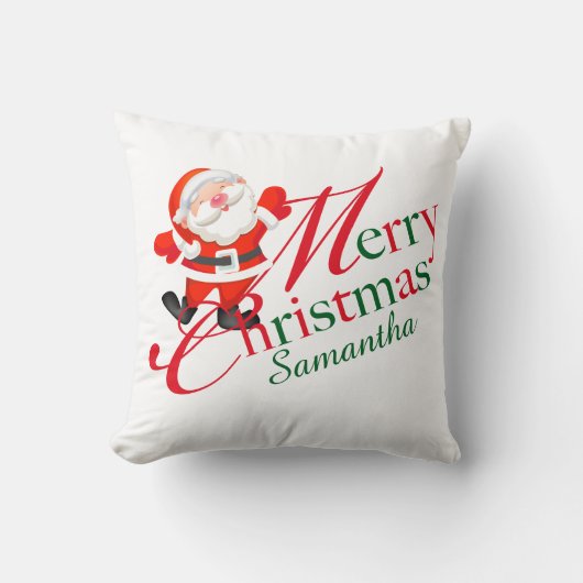 メリークリスマス 赤と白のホリデー クッション (正面)