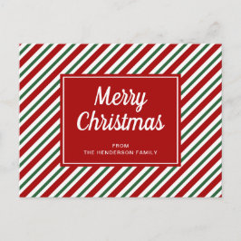 メリークリスマス 赤と緑のストライプ柄 ポストカード
