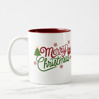 メリークリスマス 赤と緑のフェスティブホリデーコーヒー ツートーンマグカップ