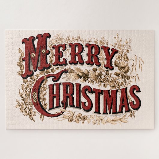 メリークリスマス – 赤と金ゴールドはがき ジグソーパズル (横)