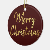 メリークリスマス |赤と金ゴールドモダン書 セラミックオーナメント (左)