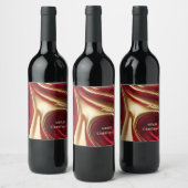 メリークリスマス – 赤と金ゴールド ワインラベル (ボトル)