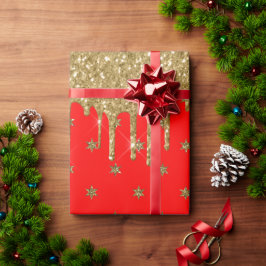 メリークリスマス – 赤グリッター ラッピングペーパー