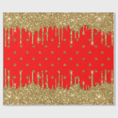 メリークリスマス – 赤グリッター ラッピングペーパー (フラット)