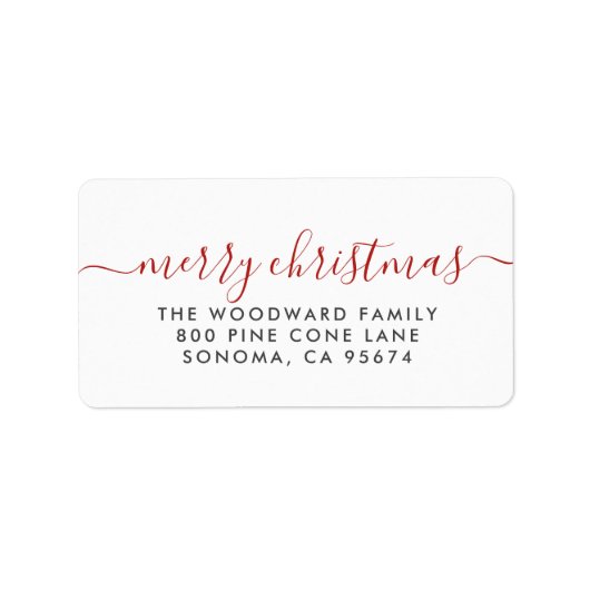 メリークリスマス |赤タイポグラフィクリスマス ラベル (正面)