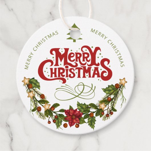 メリークリスマス | 赤タイポグラフィ フェイバータグ (正面)