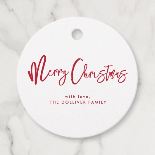 メリークリスマス | 赤タイポグラフィ フェイバータグ (正面)