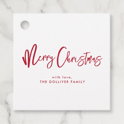 メリークリスマス | 赤タイポグラフィ フェイバータグ (正面)