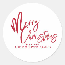 メリークリスマス | 赤タイポグラフィ ラウンドシール