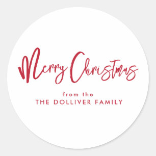 メリークリスマス   赤タイポグラフィ ラウンドシール