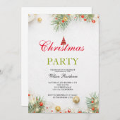 メリークリスマス | 赤タイポグラフィ 招待状 (正面/裏面)