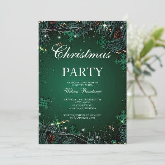 メリークリスマス | 赤タイポグラフィ 招待状 (スタンド正面)