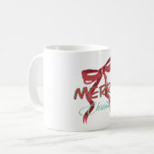 メリークリスマス 赤リボンマグ コーヒーマグカップ (正面左)