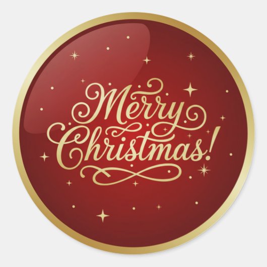 メリークリスマス 赤光沢 ラウンドシール (正面)