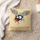 メリークリスマス!赤熱狂する鼻トナカイ クッション (ブランケット)