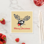メリークリスマス!赤熱狂する鼻トナカイ スタンダードカクテルナプキン (インサイチュ)