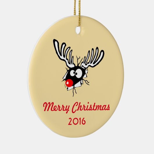 メリークリスマス!赤熱狂する鼻トナカイ セラミックオーナメント (右)