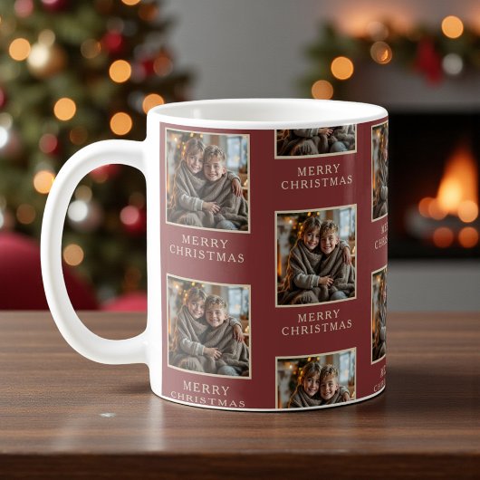メリークリスマス 赤 写真 ホリデー コーヒーマグカップ