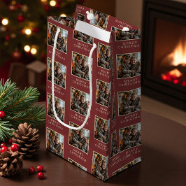 メリークリスマス 赤 写真 ホリデー スモールペーパーバッグ