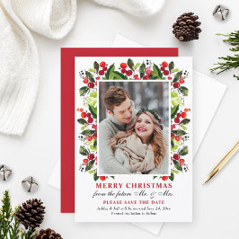 メリークリスマス 赤 結婚式 招待状 事前通知 写真