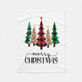 メリークリスマス 赤 緑 Plaid ツリー フリースブランケット