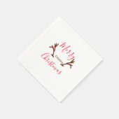 メリークリスマス 赤 茶色 トナカイ ツノ 冬の休日 スタンダードカクテルナプキン (角)