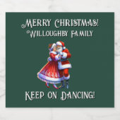 メリークリスマス!{踊りに名前を保挿入} スパークリングワインラベル (シングルラベル)