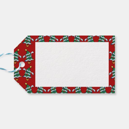 メリークリスマス!踊りクリスマスツリーパターン ギフトタグ (裏面横)