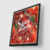 メリークリスマス、輝きとグリッターの外観、大C スクエア壁時計 (傾斜)