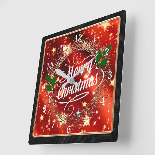 メリークリスマス、輝きとグリッターの外観、大C スクエア壁時計 (傾斜)