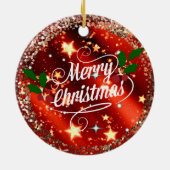 メリークリスマス、輝きとグリッター セラミックオーナメント (裏面)