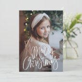 メリークリスマス 遊び心のあるスクリプト写真 シーズンカード (スタンド正面)