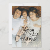 メリークリスマス 遊び心のあるスクリプト 家族7枚の写真 シーズンカード (正面)