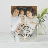 メリークリスマス 遊び心のあるスクリプト 家族7枚の写真 シーズンカード (スタンド正面)