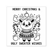 メリークリスマス&醜いセーターかわいいトナカイを願う セルフインキングスタンプ (デザイン)