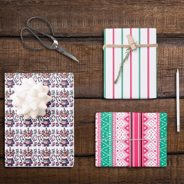 メリークリスマス&醜いセーターがトナカイを願う ラッピングペーパーシート