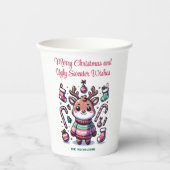 メリークリスマス&醜いセーターがトナカイを願う 紙コップ (正面)