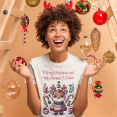 メリークリスマス&醜いセーターがトナカイを願う Tシャツ
