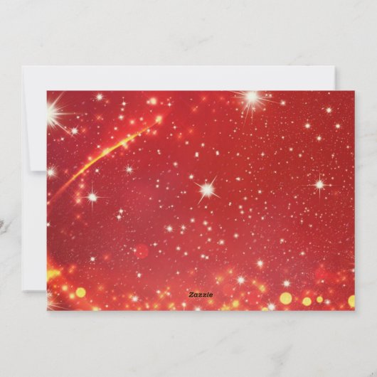 メリークリスマス、金ゴールドと赤の白いライト シーズンカード (裏面)