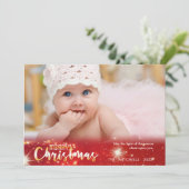 メリークリスマス、金ゴールドと赤の白いライト シーズンカード (スタンド正面)