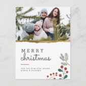 メリークリスマス |金ゴールドの取り込みとフェスティバルのスプリグ写真 シーズンポストカード (正面)