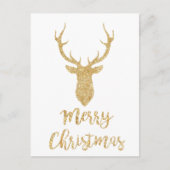 メリークリスマス – 金ゴールドグリッタークリスマスディアー シーズンポストカード (正面)