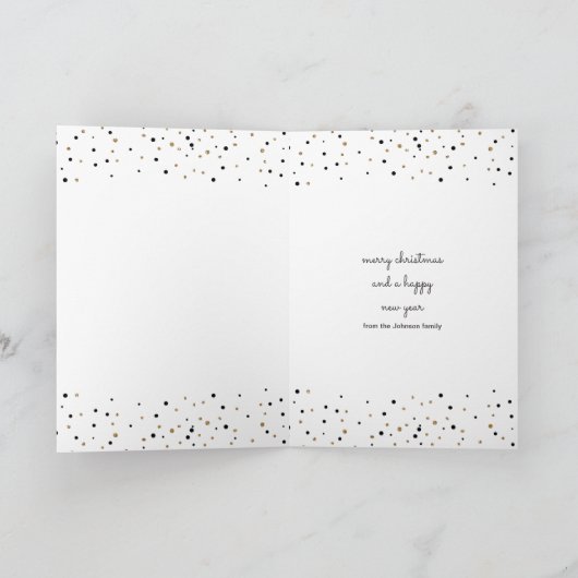 メリークリスマス |金ゴールドコンフェティ | 2枚のフォトカード シーズンカード (内部)
