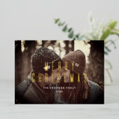 メリークリスマス.金ゴールドシンプルミニマル写真 箔シーズンカード (立ち正面)