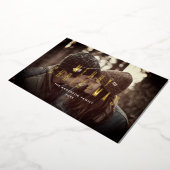 メリークリスマス.金ゴールドシンプルミニマル写真 箔シーズンカード (回転した状態)